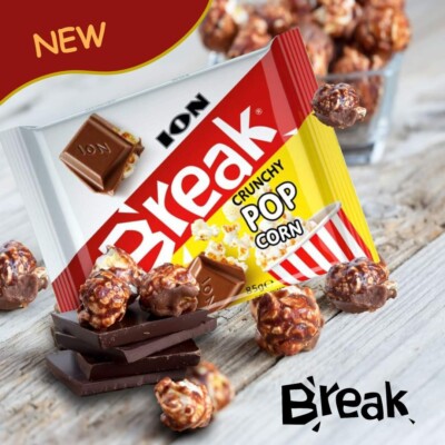 ION Break Milk Chocolate with Crunchy Popcorn Bar 3.0 oz. (85g)