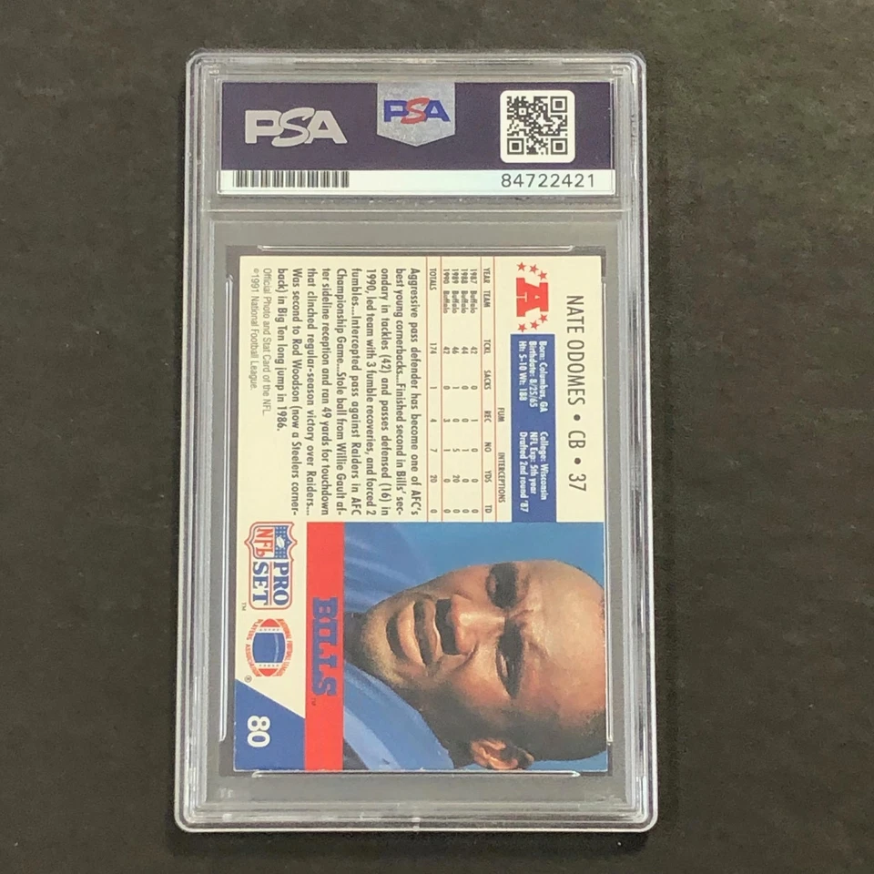1991 NFL #80 Nate Odomes signed card PSA Slabbed Signed Auto - Image 2 of 2