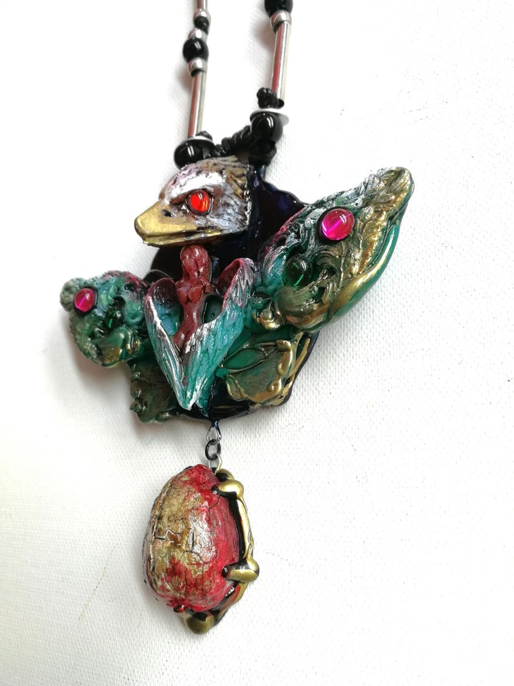 Colar pingente de joia Art Deco novo borboleta lua lunar mariposa asas de águia - Imagem 4 de 4