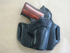 Colt Mustang .380 OWB Leather 2 Slot Molded Pancake Belt Holster CCW BLACK RH