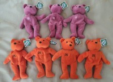 1998 Salvino's Bamm Beano's MLB Plush Beanie Bears Lot of 7, 2 diff see Desc.