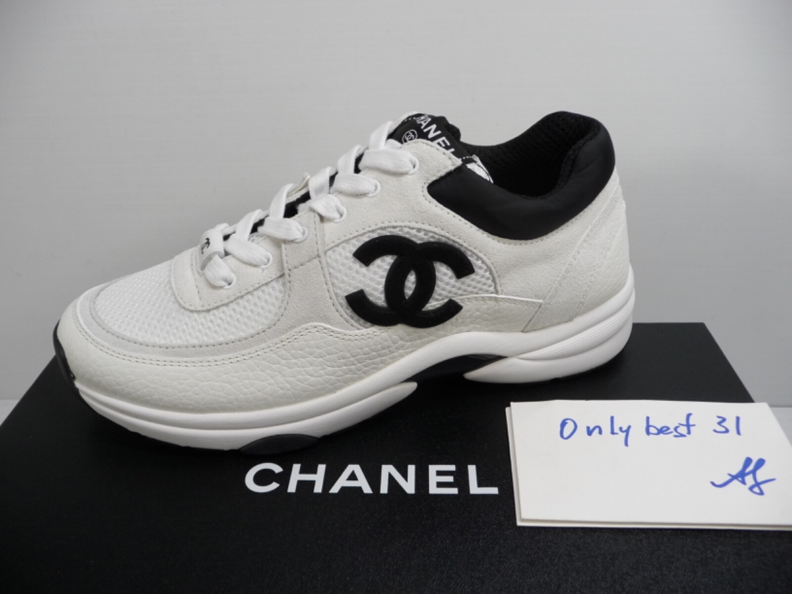 Chanel NIB Black Leather 39 EUR Size White CC Logo sneakers runners trainers eBay #11 Chanel NIB Black Leather 39 EUR Size White CC Logo sneakers runners trainers eBay