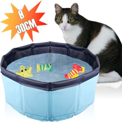 Pool Katzen Ø30 Spielpool + 3x Spielzeug faltbar Katzenspielzeug Haustier Spiel