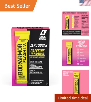 Flash I.V. Electrolyte Hydration Sticks, Caffeinated & Zero Sugar - 6 Count