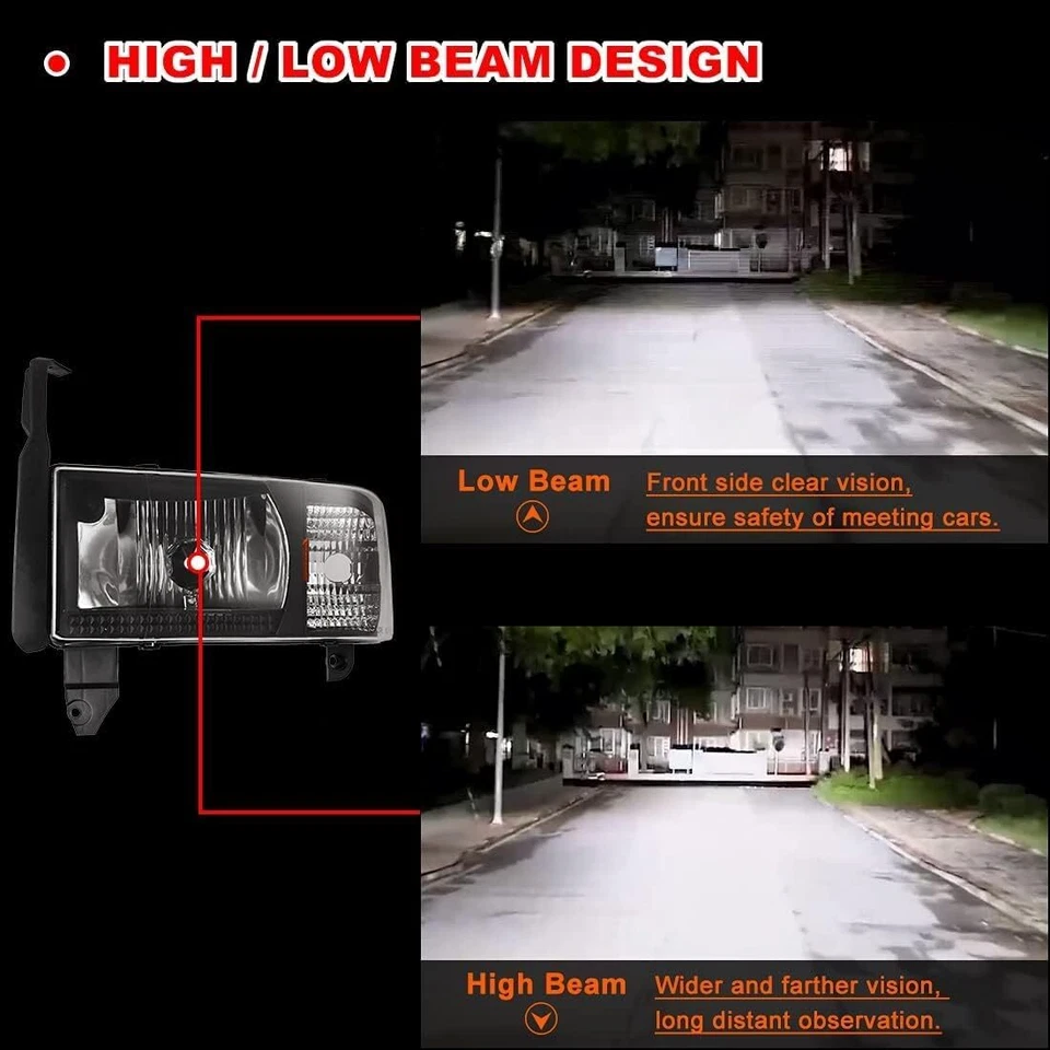 Par de faros delanteros para Dodge Ram 1500 2500 3500 1994-2001 luces de esquina Foto 4 de 4