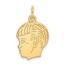 Real 14kt Yellow Gold .013 Depth Engravable Boy Head Charm