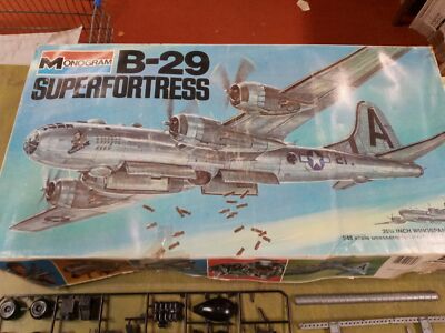 Vtg 1977 Monogram B-29 Superfortress Model Airplane 1:48 Scale