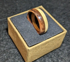 Handmade Indian Rosewood and Maple Ring Size 9 1/4