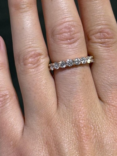 14k Oro Rosa Laboratrio Cresciuta Diamante Rotondo 3.26ct Anello VS1 Eternity 6 - Foto 14 di 14