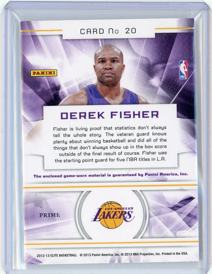 2012-13 Panini Elite Back to the Future Patch Relic #20 Derek Fisher No 21 of 25 - Image 2 of 2