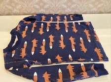 Hanna Andersson Boy  s Size 6-7 Blue/ Orange/ White Fox Organic Pajama Top