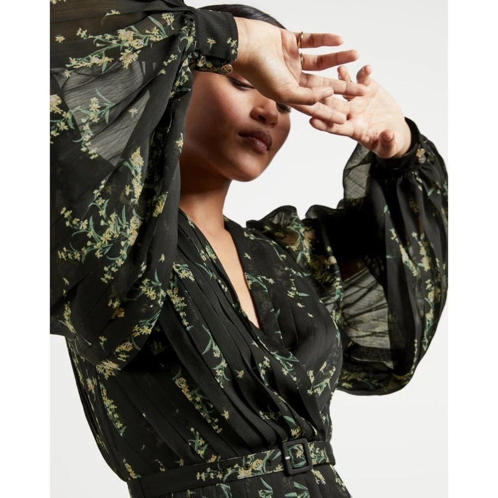 ted baker floral pleated dress