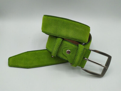 Herren Wildledergürtel grün 4 cm Made in Italy Echtleder