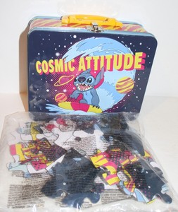 Disney STITCH Cosmic Attitude LUNCH BOX Tin Storage w/MATCHING 48-Pcs PUZZLE New