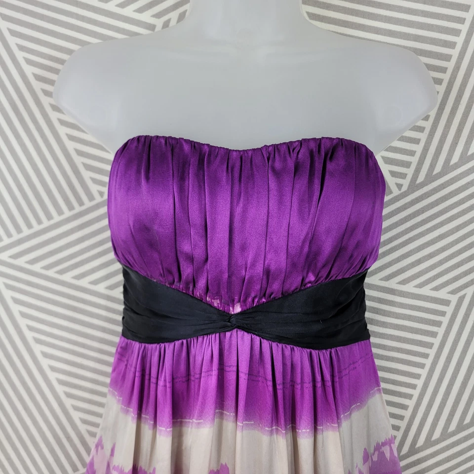 Vintage Y2K Bebe Silk Dress Medium Evening event Prom Mini Satin Bubble Purple - Image 3 of 4