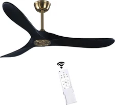 52" 3 Blade Ceiling Fan without Light, Farmhouse Rustic Wooden Flush Mount Ceili