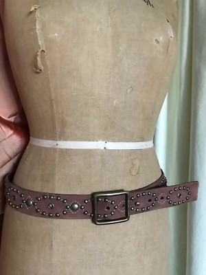 Studded SOLID BRASS Buckle BOHO Leather Western Hippie Brown  display picture 2