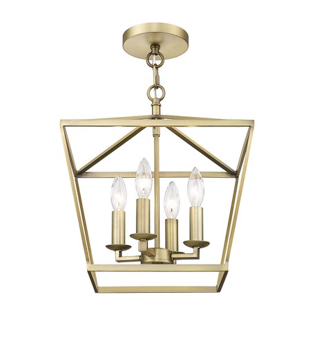 Dual Mount 4 Light Ceiling Pendant in Aged Brass foyer kitchen 14" W x 15" H - Picture 4 of 4