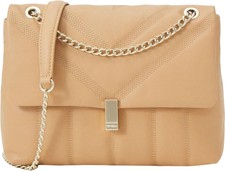 Ted Baker Women Crossbody Leather Bag Ayasie Chain Strap Turn Lock Camel Brown