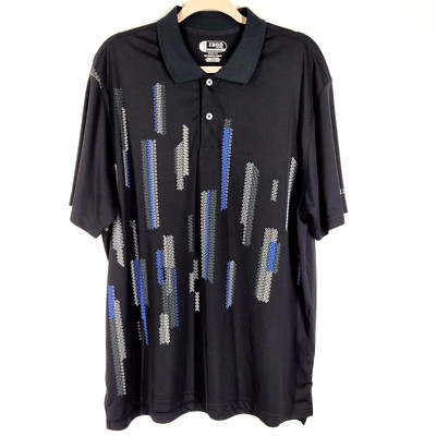 IZOD XFG X-Treme Function Golf Men's Black Geometric Polo Shirt Size XL 