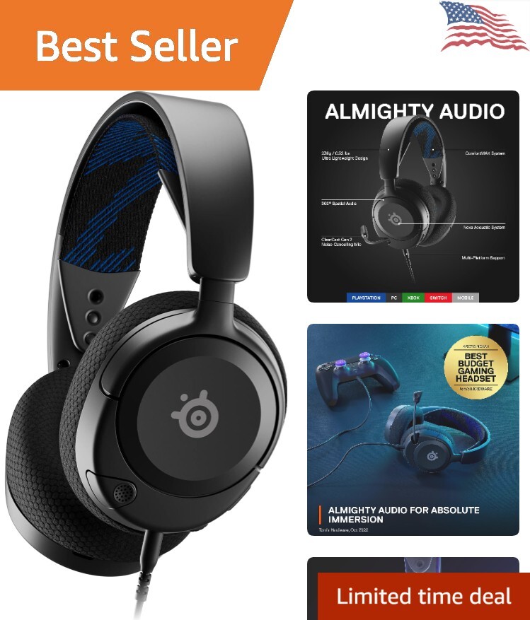 Gaming Headset - High-Fidelity Noise-Cancelling Mic - PS5/PS4, Xbox - Black-image