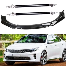 Gloss Black Front Bumper Lip Splitter Spoiler Kit + Strut Rods For Kia Optima