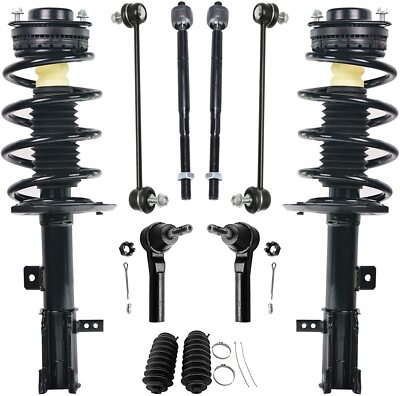 10pc Front Spring Struts + Sway Bar Outer TieRod for 07-10 Sebring 08-14 Avenger