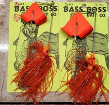 BIG AND LITTLE HOT ORANGE LONG SHANK BOSS BUZZ BAITS