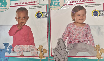 2x Ice Age Baby Langarmshirt T-Shirt süße Motive Druckknöpfe Baumwolle 62 / 68