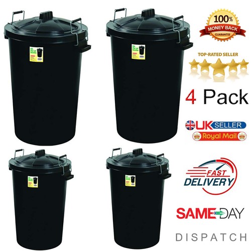 90L Heavy Duty Garden Rubbish Refuse Bin Metal Handles with Clip Lid