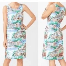 Talbots Scenic Village Sleeveless Shift Dress womens Size 10 coastal lined beach