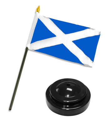 Scotland Cross 4''x6'' Flag Desk Set Table Stick Black Base 100D