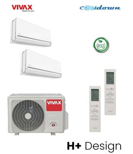 VIVAX Multisplit H+ Design Weiß 2 x 3,5 KW Duo Klimagerät Klimaanlage R32 A++ - Bild 1 von 6