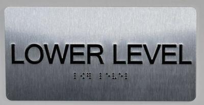 Lower Level Floor Number Sign Silver-Tactile Touch...(Brush Silver,4x8)