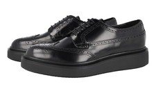 LUXURY PRADA FULL BROGUE BUSINESS SHOES 2EE350 BLACK LEATHER US 7 EU 40 40,5