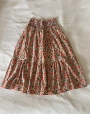 Universal Thread Floral Cotton Pull On Maxi Skirt Size Medium Coral Cottagecore