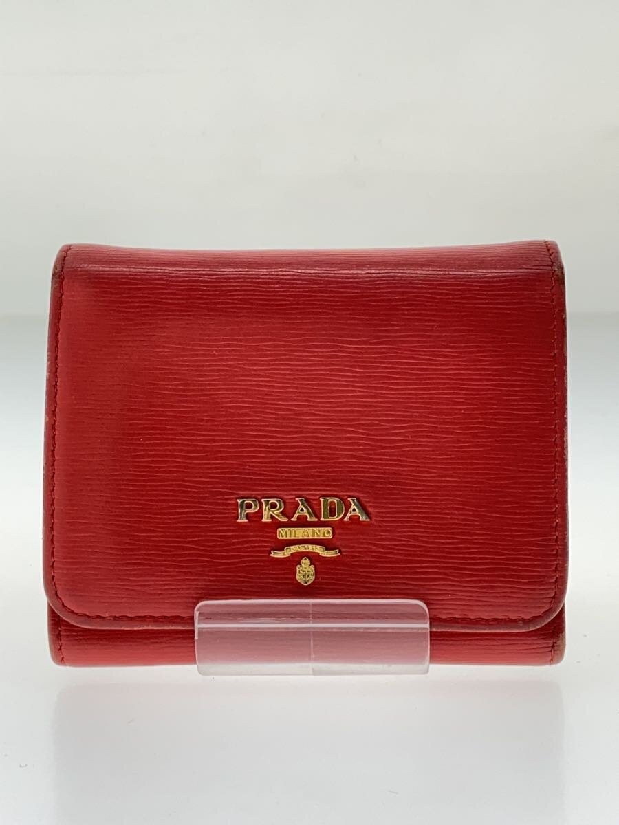 Prada Red Leather Tri-Fold Womens Wallet