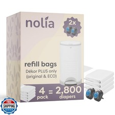 Nolia Refills for Dekor Plus Diaper Pail   4 Pack Holds 2,800 Diapers   Fresh