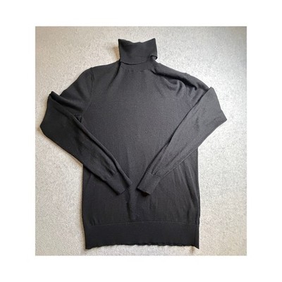 Massimo Dutti Black Wool Silk Turtleneck Sweater Mens Small Roll Neck Knit