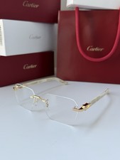 CARTIER CT0623O 004 Gold Ivory Transparent Clear Eyeglasses Frame 54mm AUTHENTIC