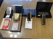 GIVENCHY Yves Saint Laurent Zippo Lighter Set Gold Silver Used Collection