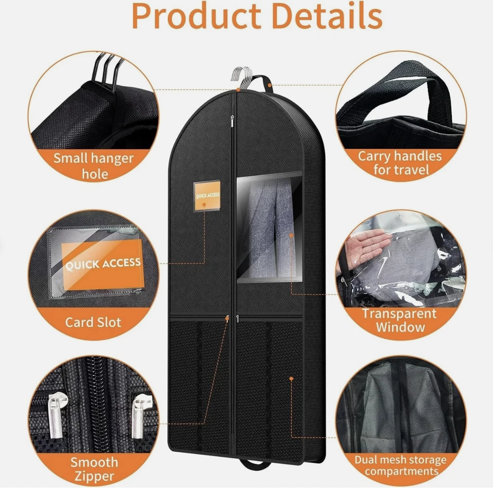 Bolsas de traje de 43" para hombre Bolsa de viaje para ropa de viaje Duradero Grueso Foto 3 de 4