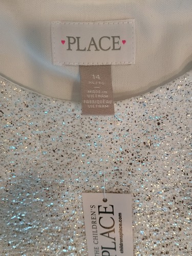 NWT Children's Place Dress, Size 14 (XL), Silver and White flowers, Formal - Picture 3 of 4
