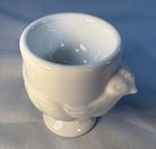 White Porcelain Chicken Shaped 4 Egg Cups & 4 Spoons Kitchen Basics RSVP Gift