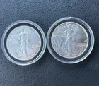 (2) 2024 $1 American Silver Eagle Star Privy mark 1 oz .999 Fine Silver BU