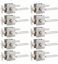 Probrico Square Passage Door Levers Interior Door Handles Satin Nickel 10 Pack