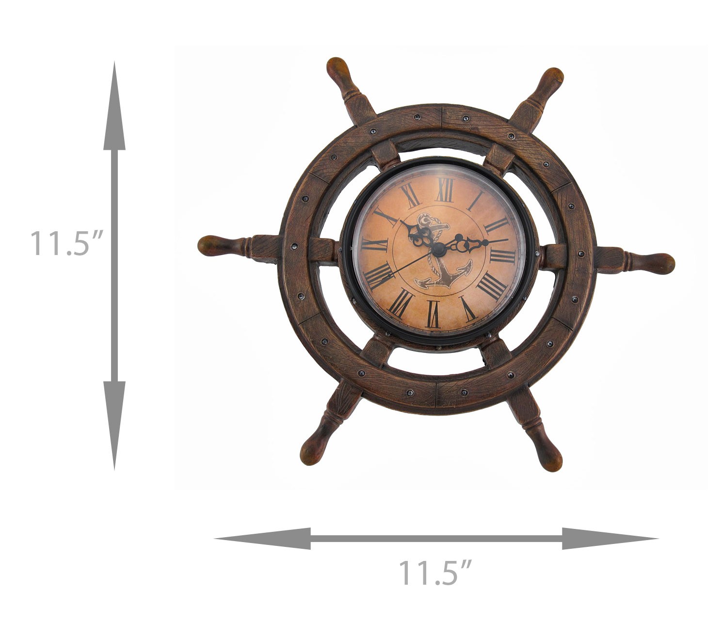 Zeckos Master of Destiny Ship`s Wheel Nautical Wall Clock 11.5 inch