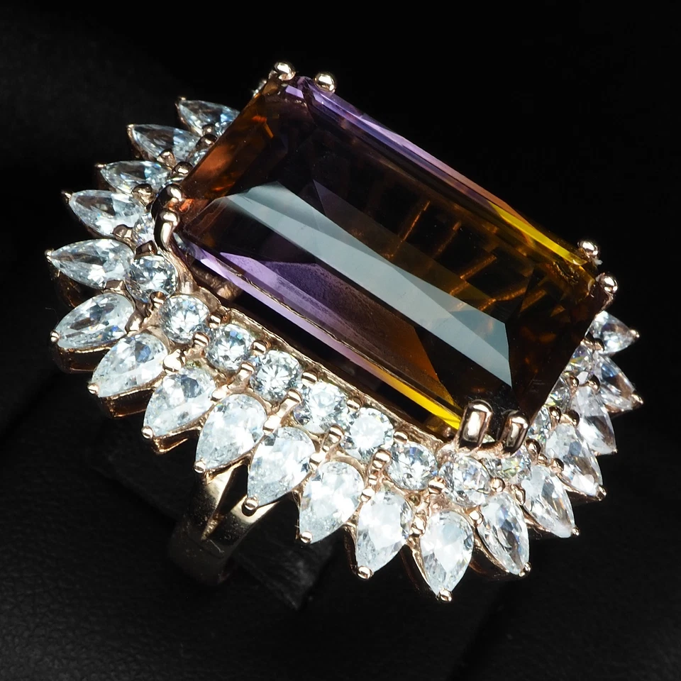 Anello Estate Multicolore Tormalina Baguette 24,75 ct Argento Sterling 925... - Immagine 3 di 4