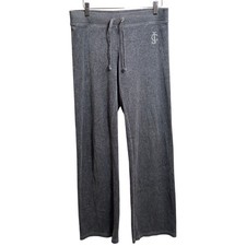 Juicy Couture Y2K Inspired Womens S Gray Velour Track Pants Wide Leg Drawstring