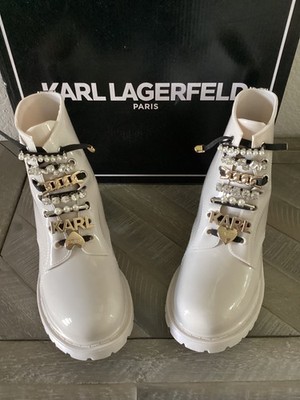 NWT KARL LAGERFELD PARIS Topanga Embellished Rain Booties, size 7, $190